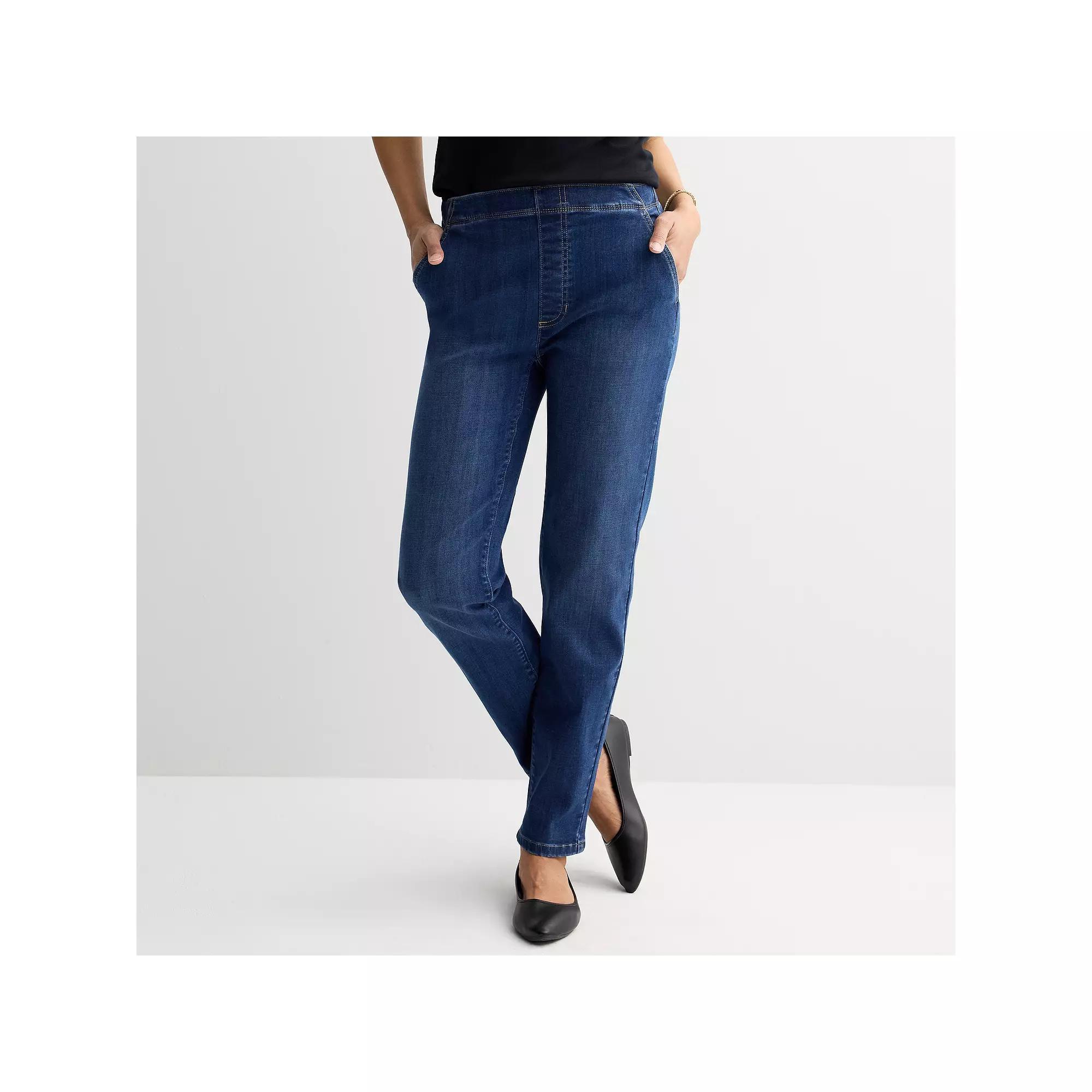 Women's Croft & Barrow® Classic Pull On Jeans, Size: XXL Short, Medium Blue Product Image
