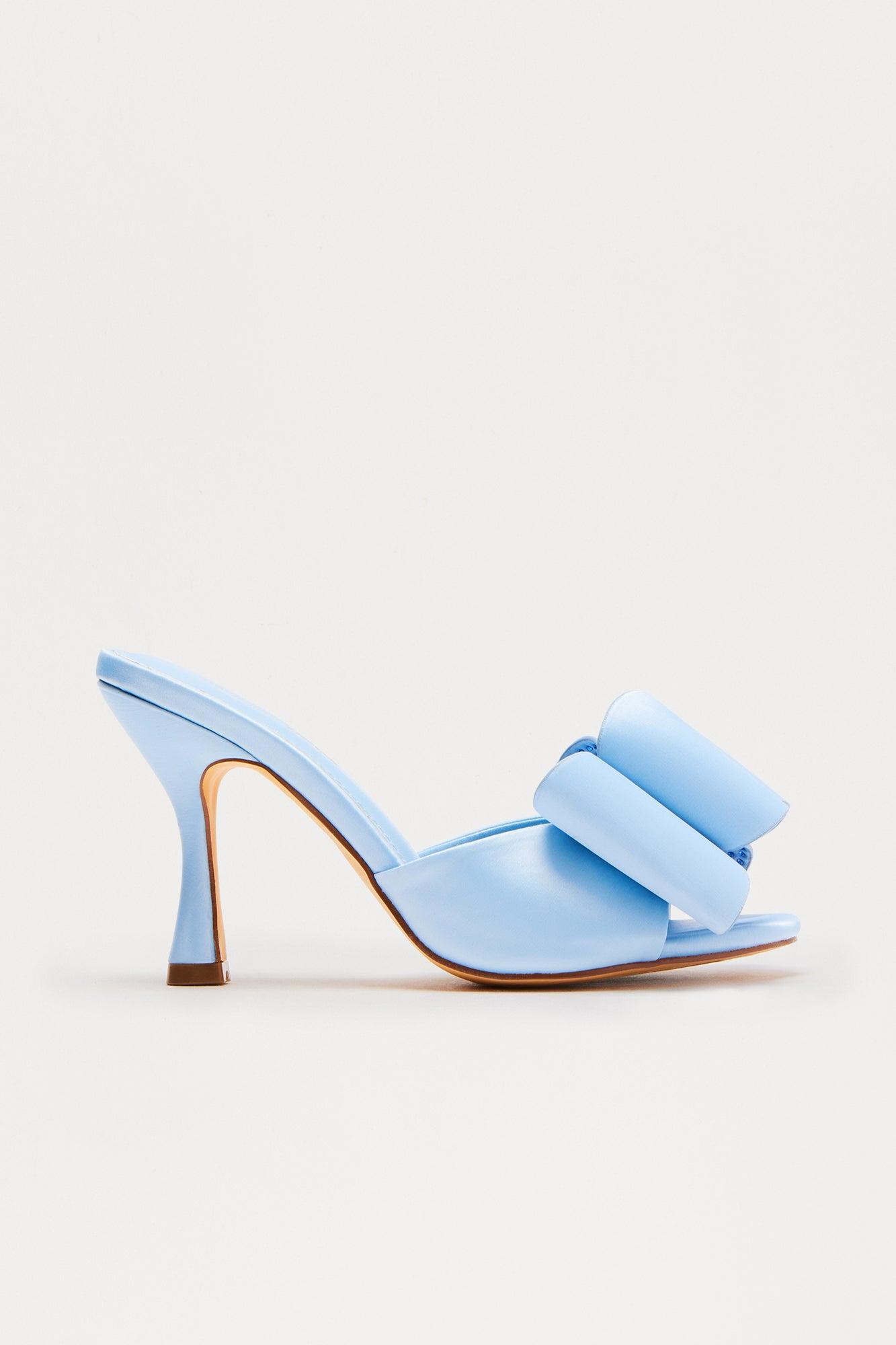 Mayven Satin Bow Heels - Light Blue Product Image