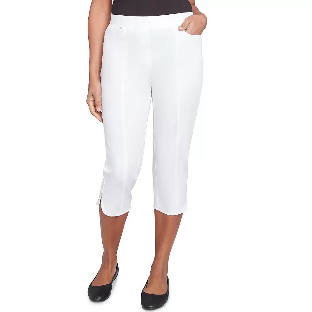 Petite Alfred Dunner Tailored Tulip Hem Capri Pants, Women's, Size: 10 Petite, White Product Image