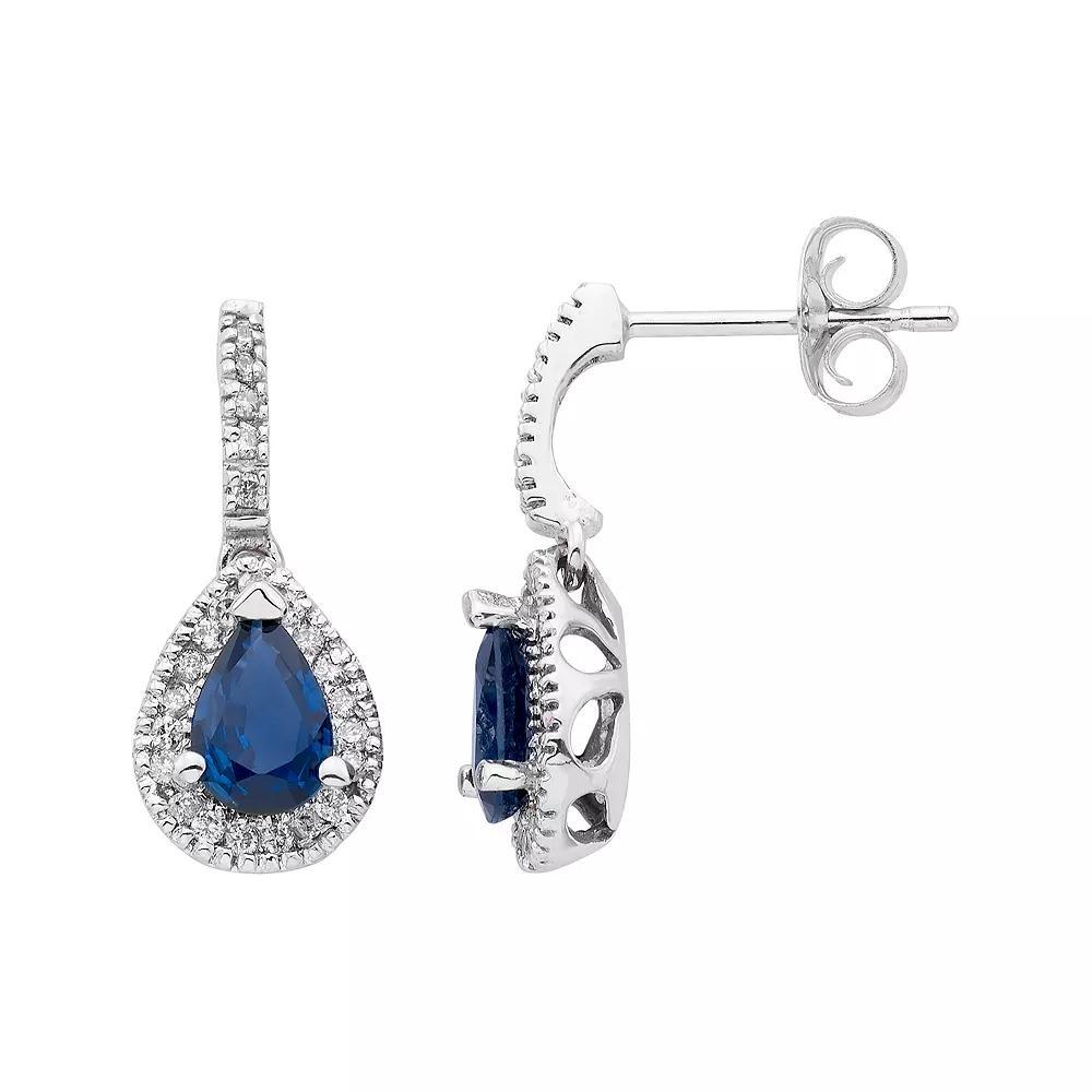 14k Gold Sapphire & 1/5 Carat T.W. IGL Certified Diamond Teardrop Earrings, Women's, Pink Product Image