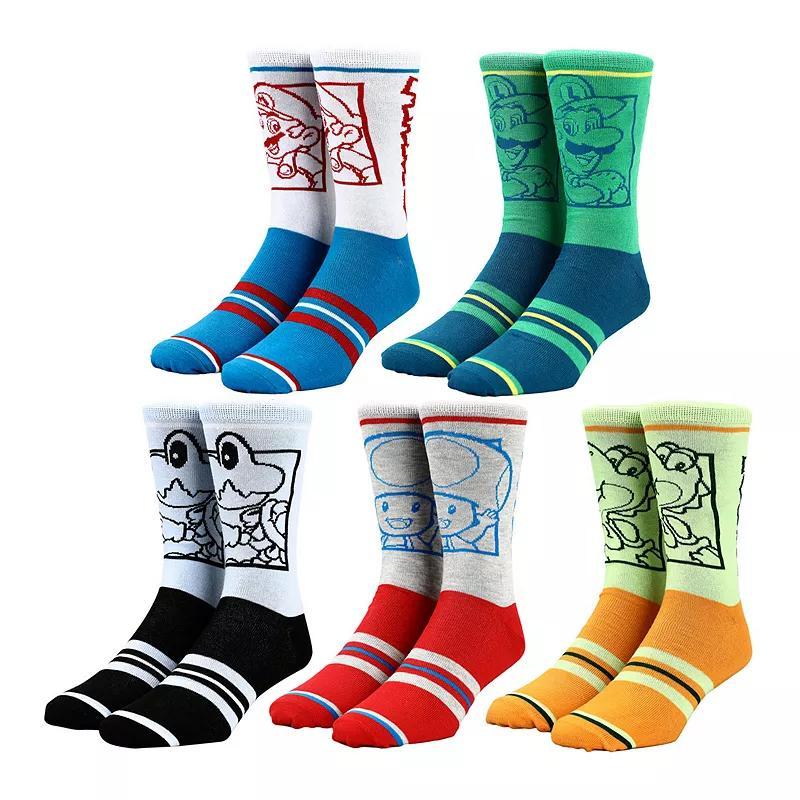 Mens Nintendo Split 5-pk. Crew Socks Product Image