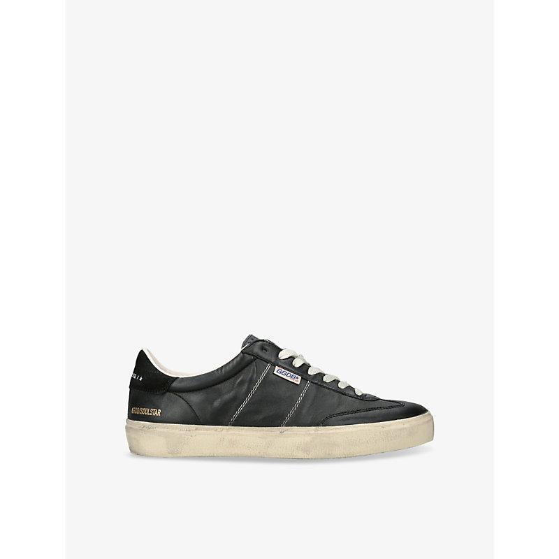GOLDEN GOOSE Deluxe Brand Vintage-inspired Black Leather Sneakers With Contrasting White Laces Product Image