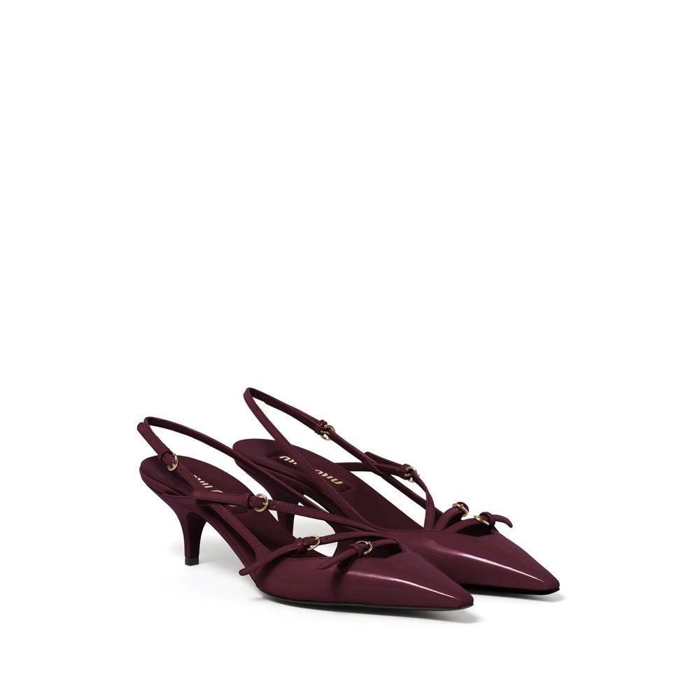 MIU MIU Slingback Deep Purple In Patent Leather With Buckles Women In Burgundy Product Image