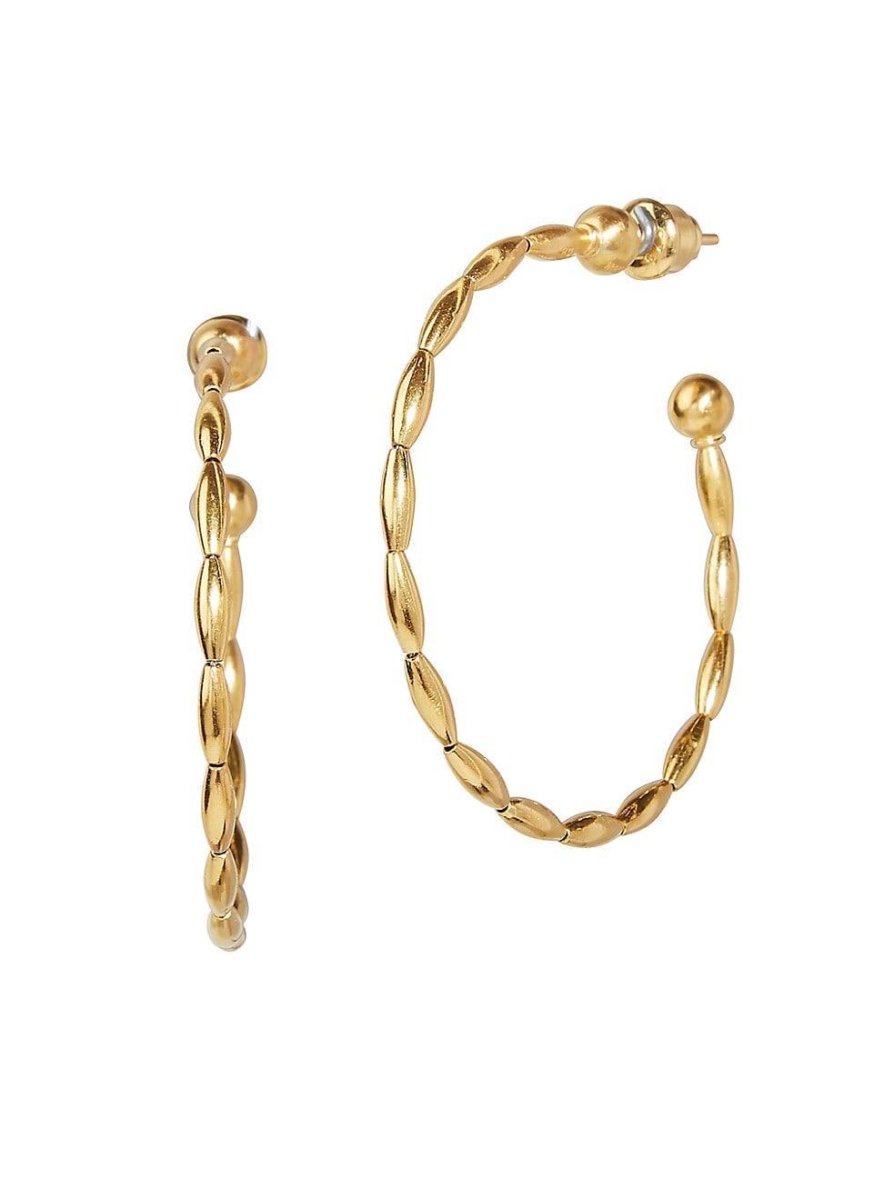 Womens Wheat 24K Yellow Gold Hoop Earrings Product Image