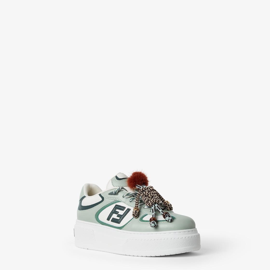 Fendi MatchLow top platform shoes in green leather with charm Product Image
