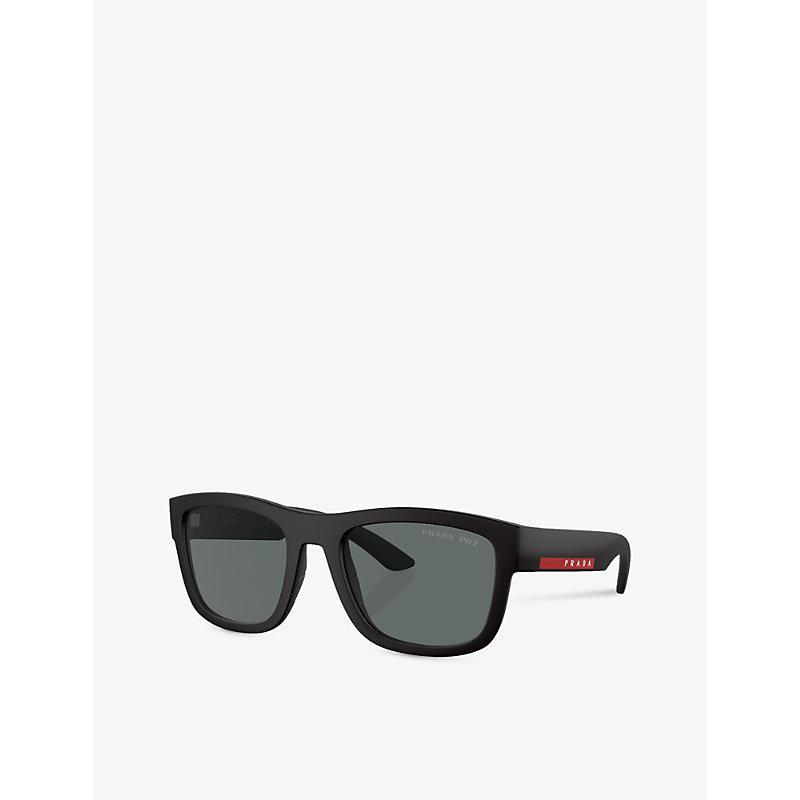 PRADA Linea Rossa Womens Black Ps 01zs Pillow-frame Nylon Sunglasses Product Image