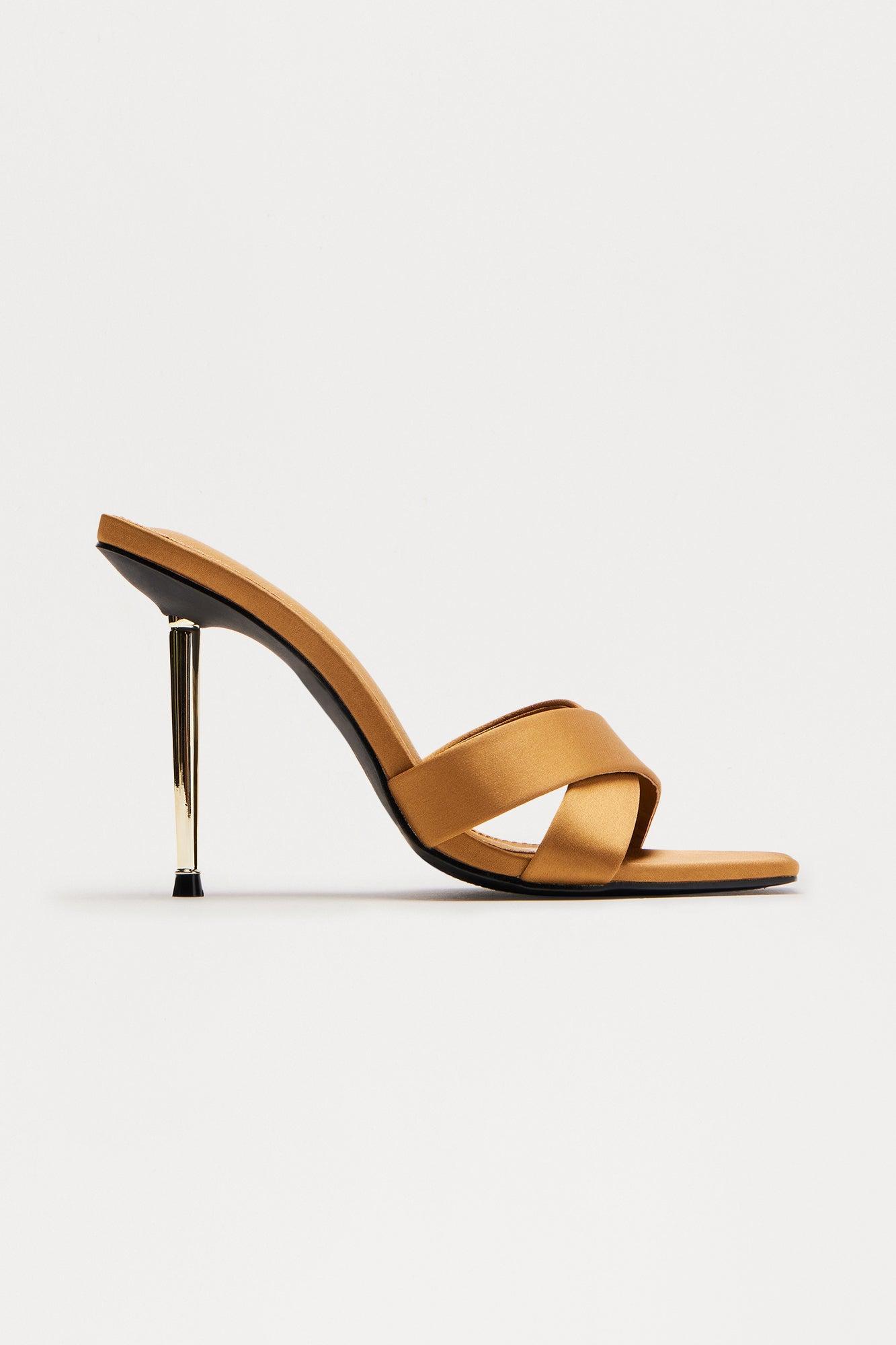 Silky Satin Stiletto Heels - Khaki Product Image