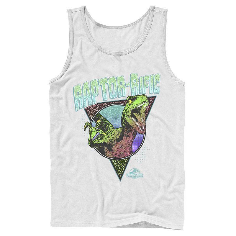 Mens Jurassic World 80s Retro Raptor-rific Dino Graphic Tank Top Product Image