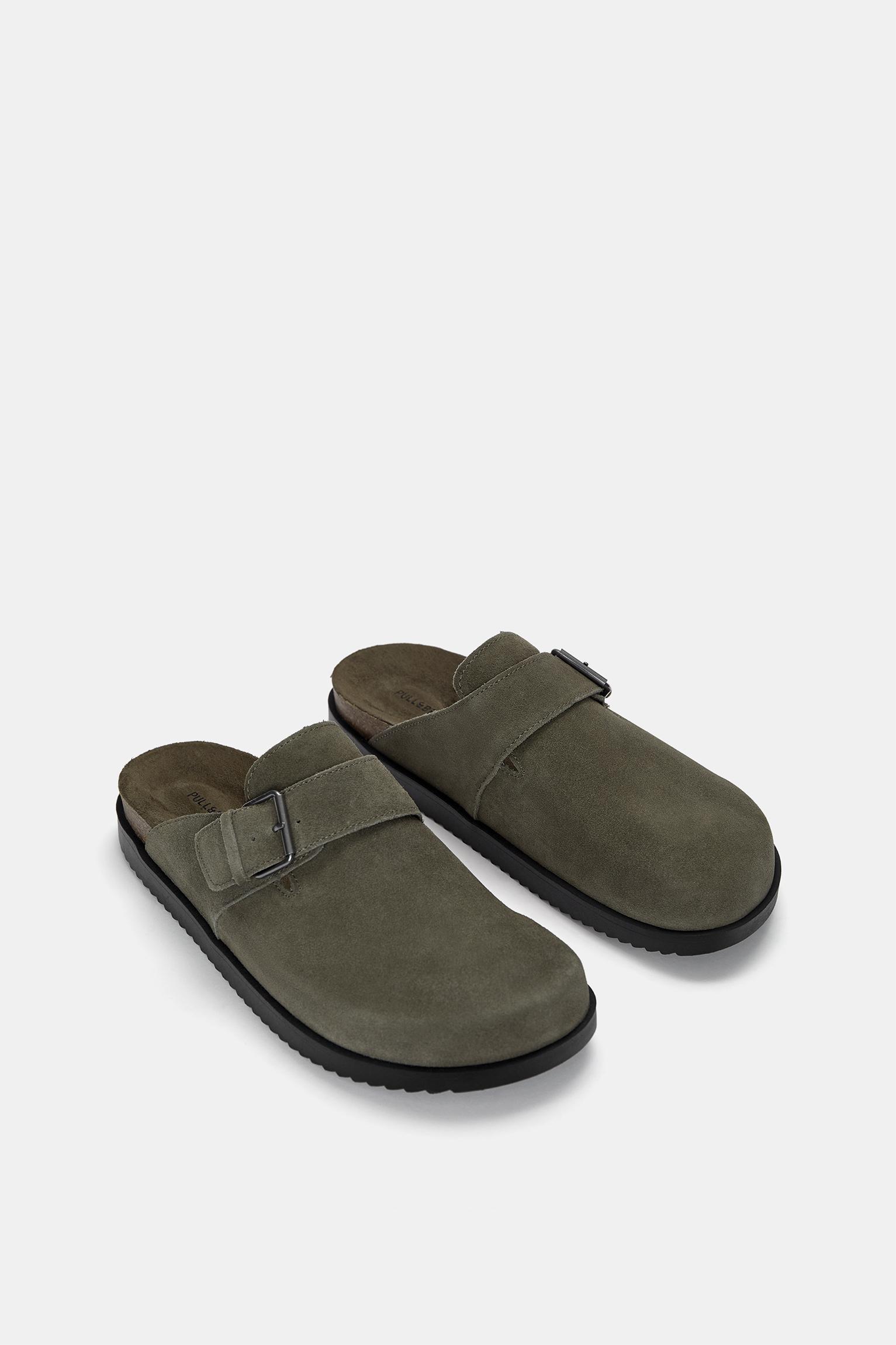 Leather clogs with buckle Product Image