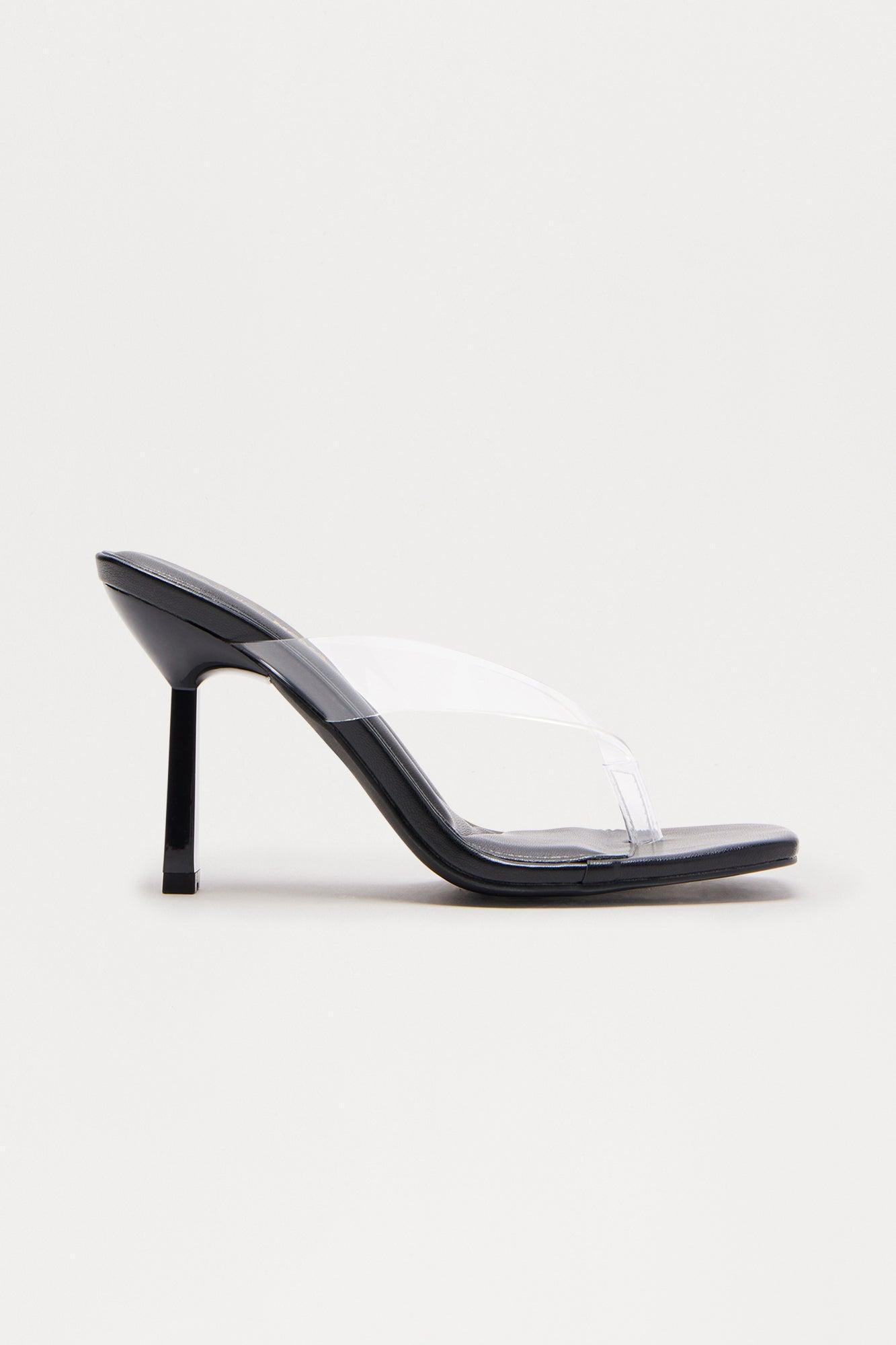 Aperol Clear Thong Mules - Black Female Product Image