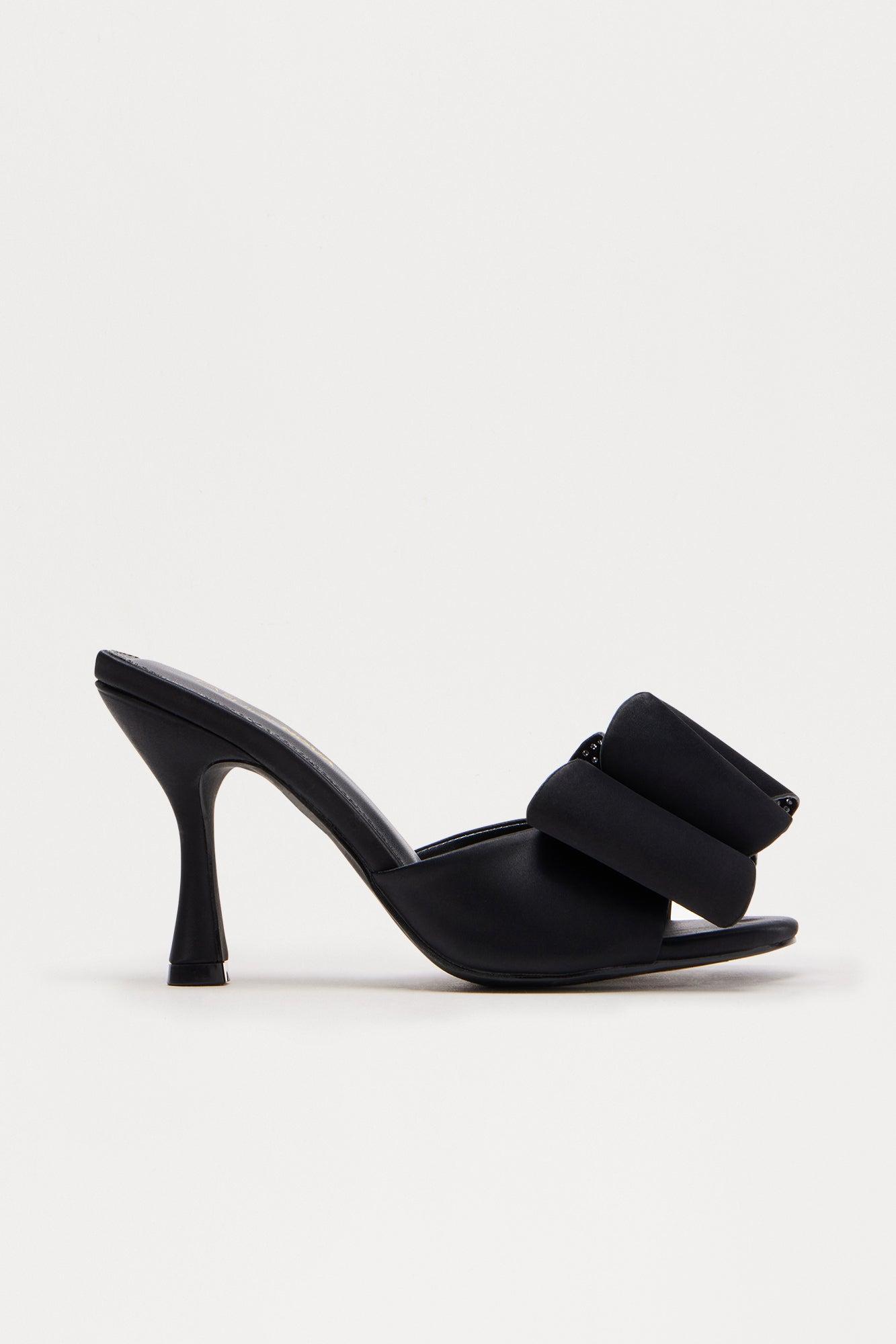 Mayven Satin Bow Heels - Black Product Image