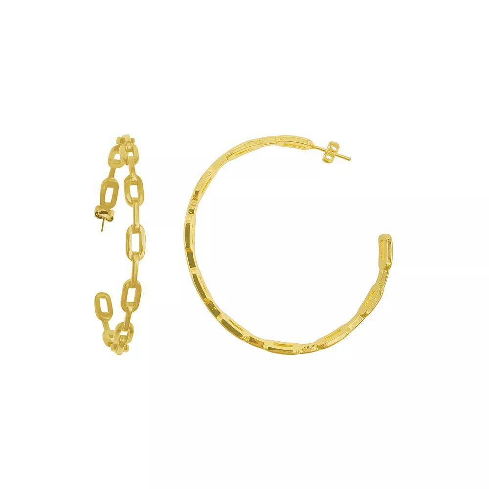 Adornia 14k Gold Plated Link Hoop Earrings, Women's, Gold Tone Product Image