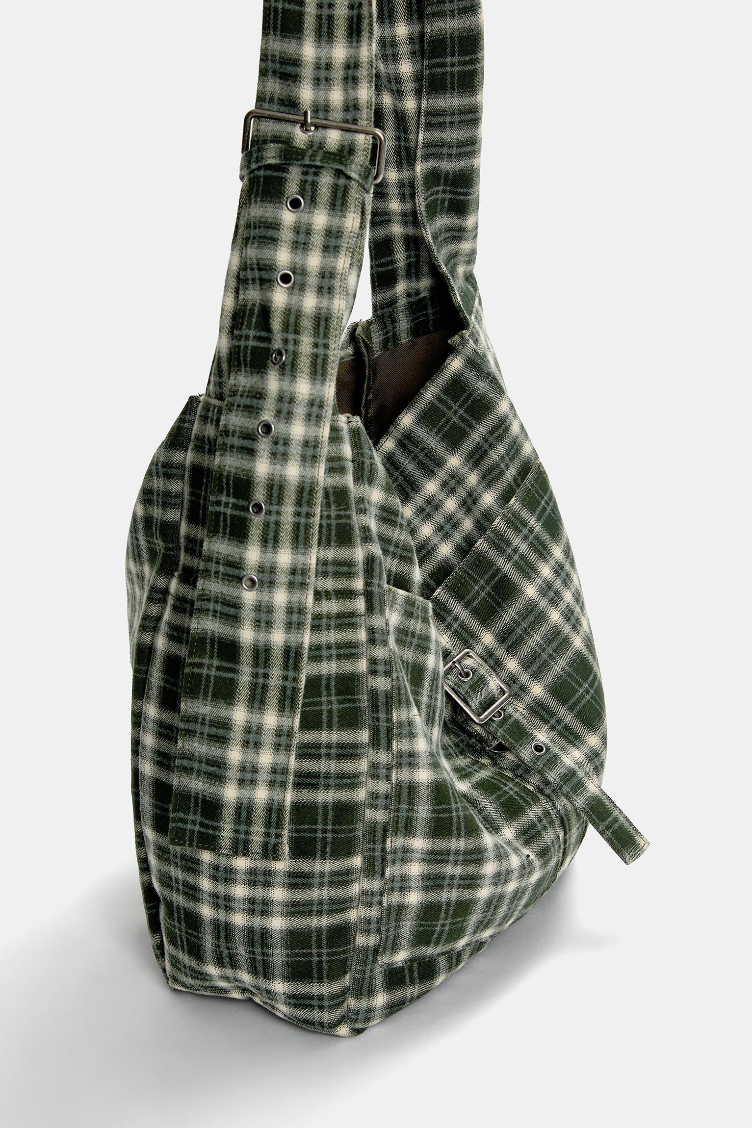 Check crossbody bag with buckle Product Image