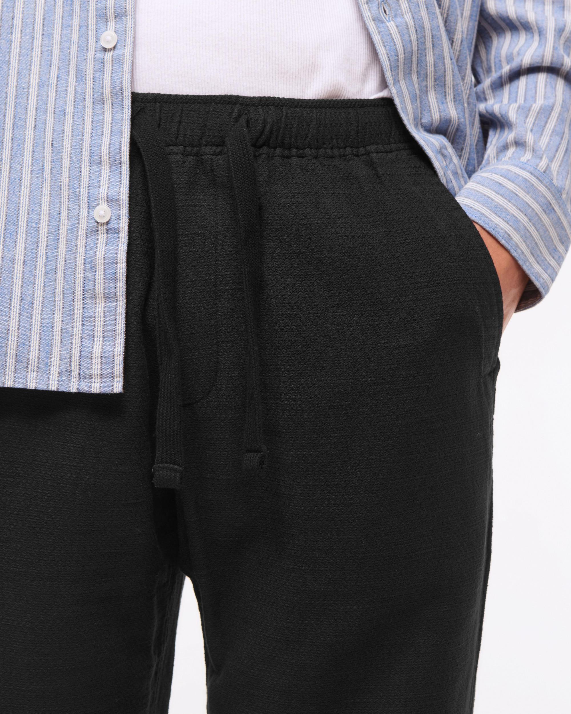 Baggy Cotton Textured Pull-On Pant Product Image