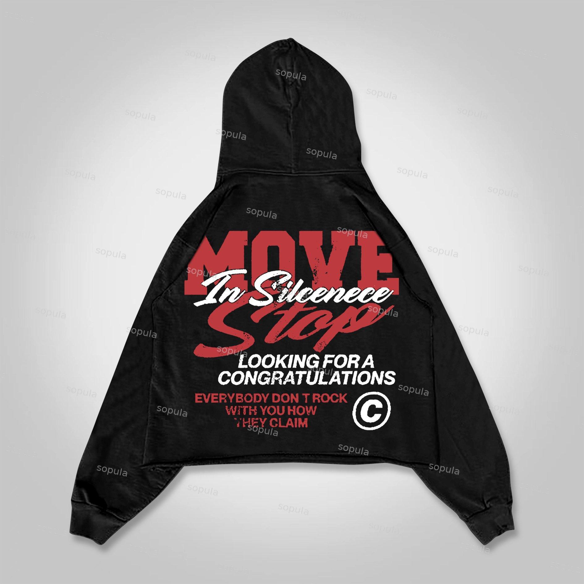 Sopula Vintage Move Stop In Silence Graphics Pocket Hoodie Product Image