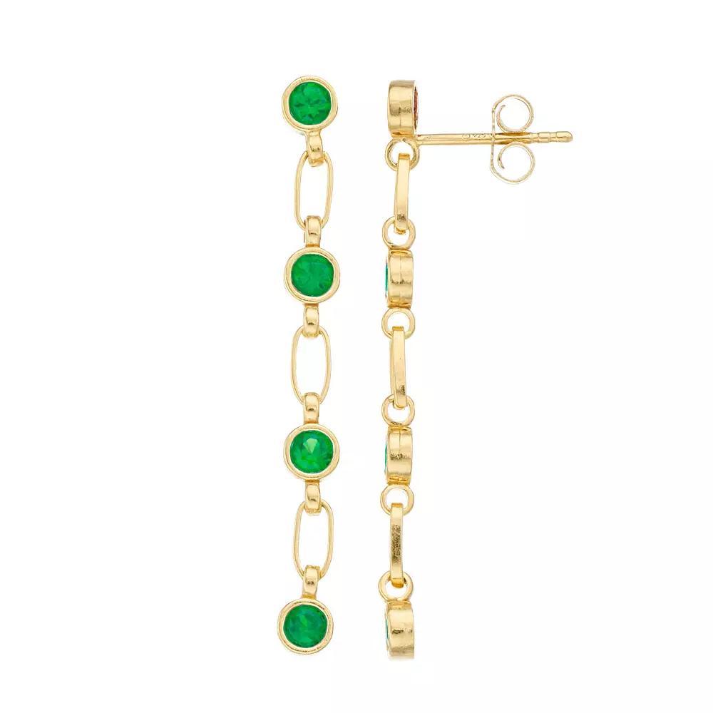 Kristen Kesho Sterling Silver Lab-Created Emerald Link Drop Earrings, Women's, Gold Tone Product Image