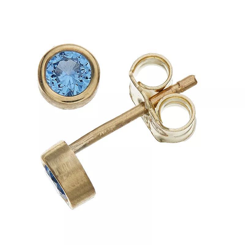 Kristen Kesho 10k Gold Round Birthstone Bezel Stud Earrings, Women's, March Product Image