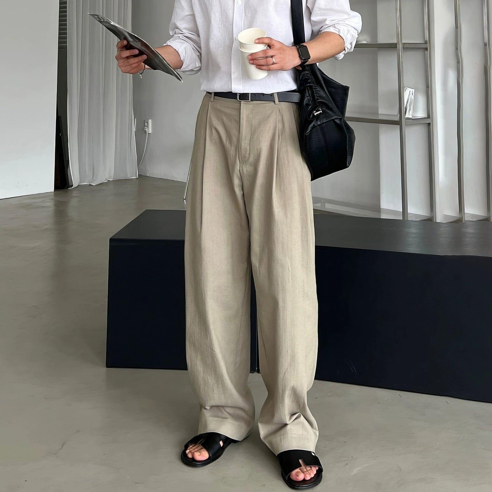 RT No. 11733 FOLDED PLEATED STRAIGHT SUIT PANTS Product Image