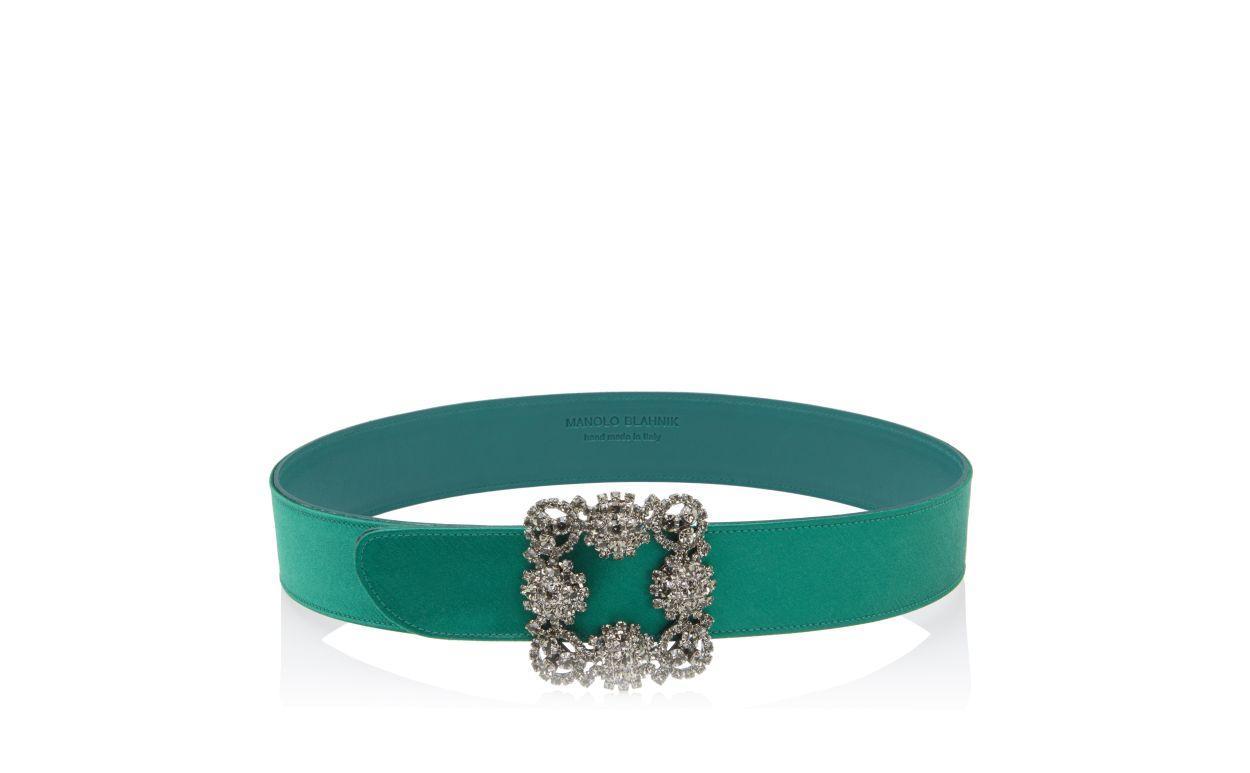 HANGISI BELT Green Satin Crystal Buckled Belt Product Image