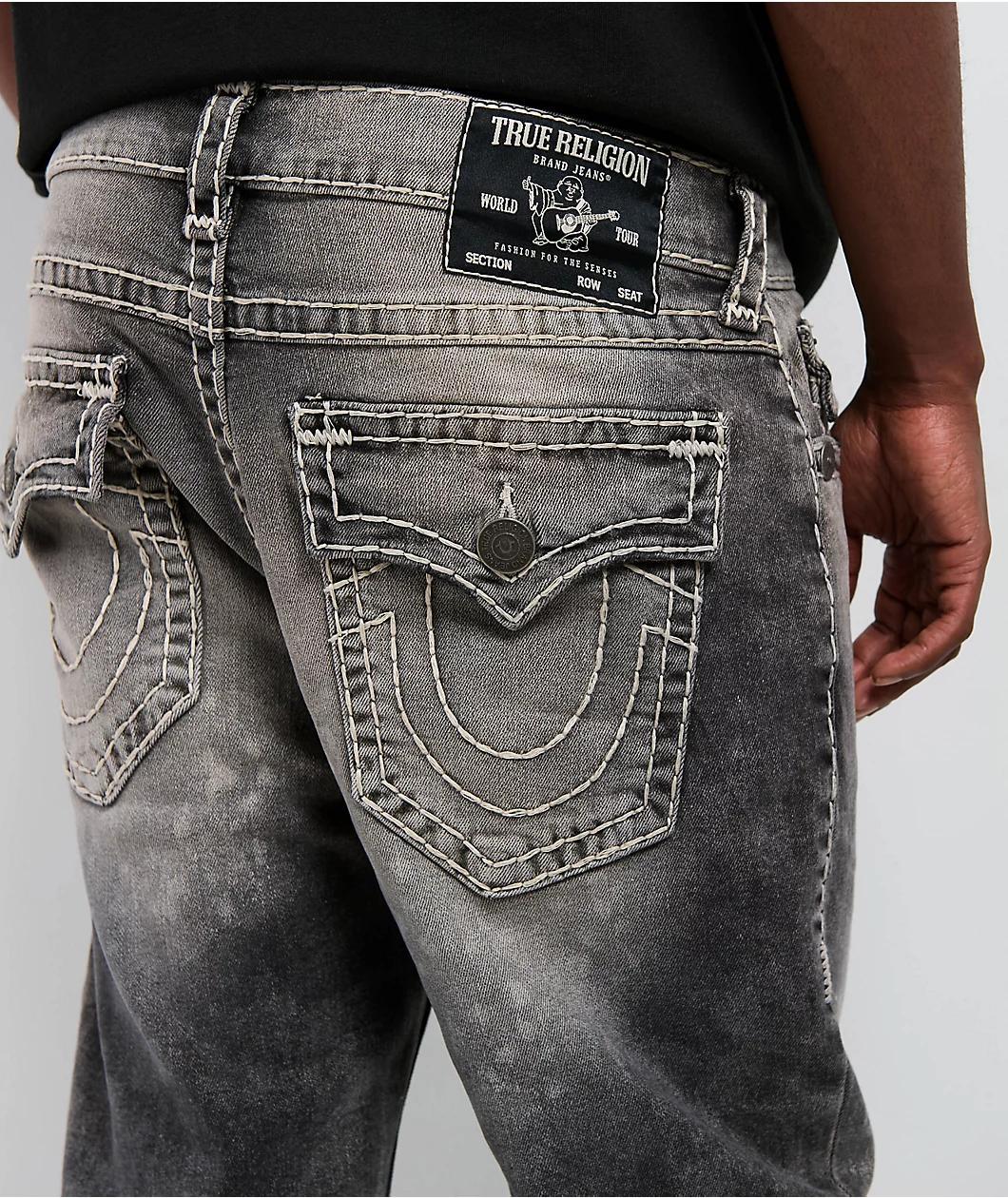 True Religion Ricky Faded Super T Grey Wash Straight Leg Jeans Product Image