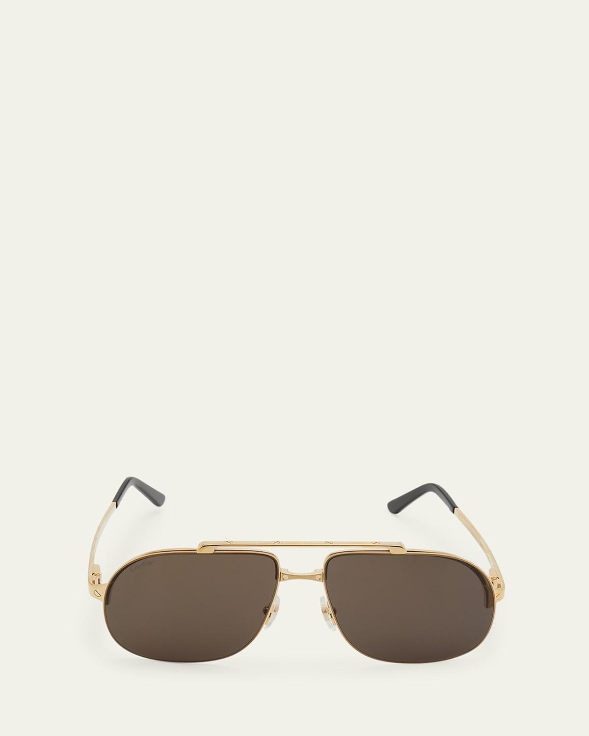 Mens Metal Double-Bridge Aviator Sunglasses Product Image