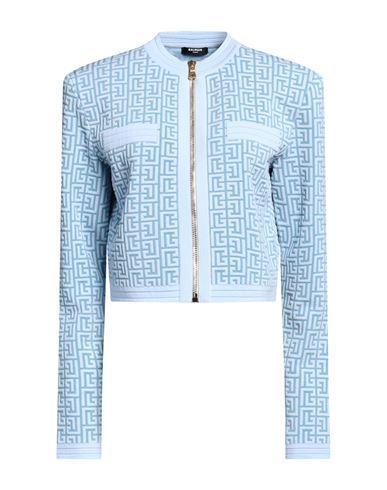 BALMAIN Woman Cardigan Sky Blue Size 10 Wool, Viscose, Polyamide, Elastane Product Image