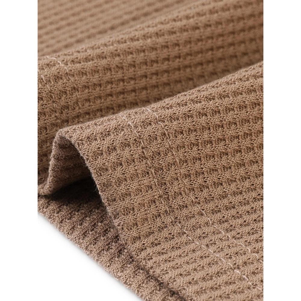 Agnes Orinda Women's Plus Size Waffle Knit Shacket Pocket Loose Long Sleeve Button Down Shirts Product Image