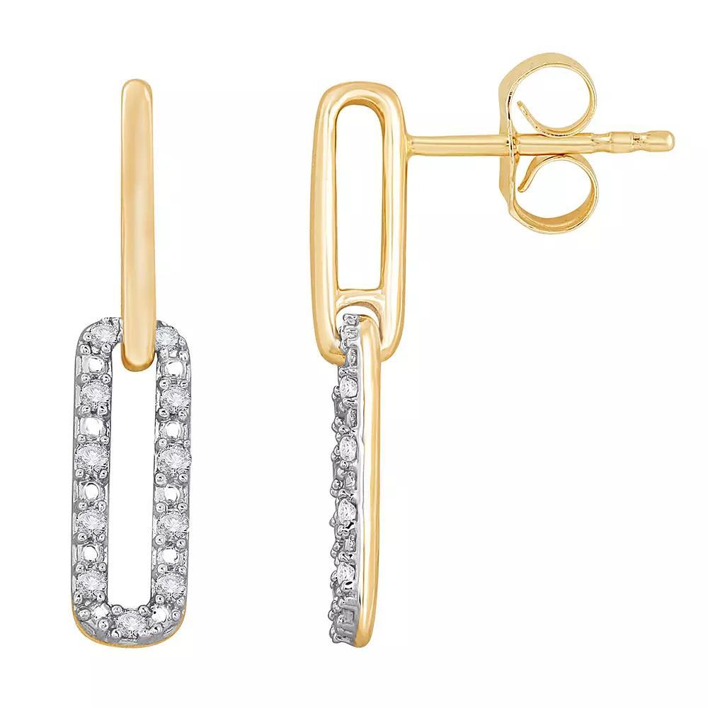 10k Gold 1/10 Carat T.W. Diamond Double Paperclip Drop Earrings, Women's Product Image