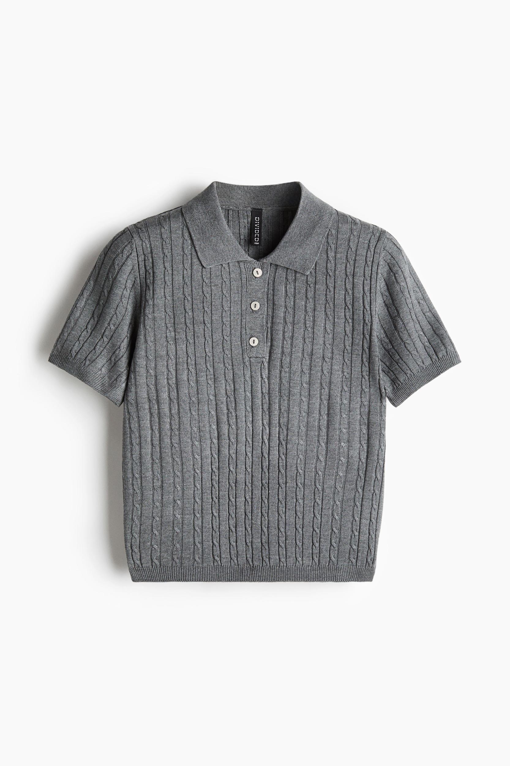 Cable-Knit Polo Shirt Product Image