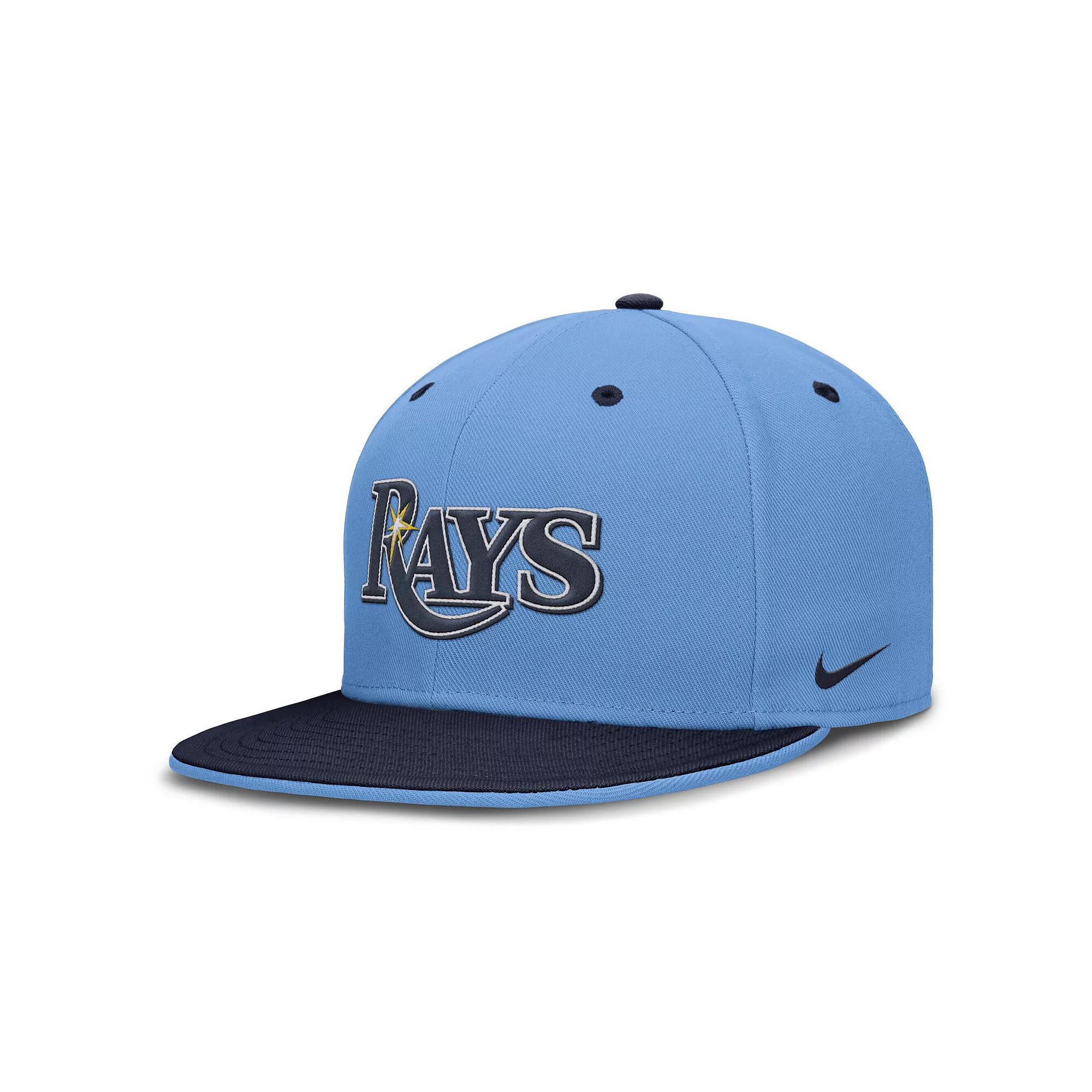 Men's Nike  Light Blue/Navy Tampa Bay Rays  True Primetime Two-Tone Performance Fitted Hat, Size: 7 Product Image