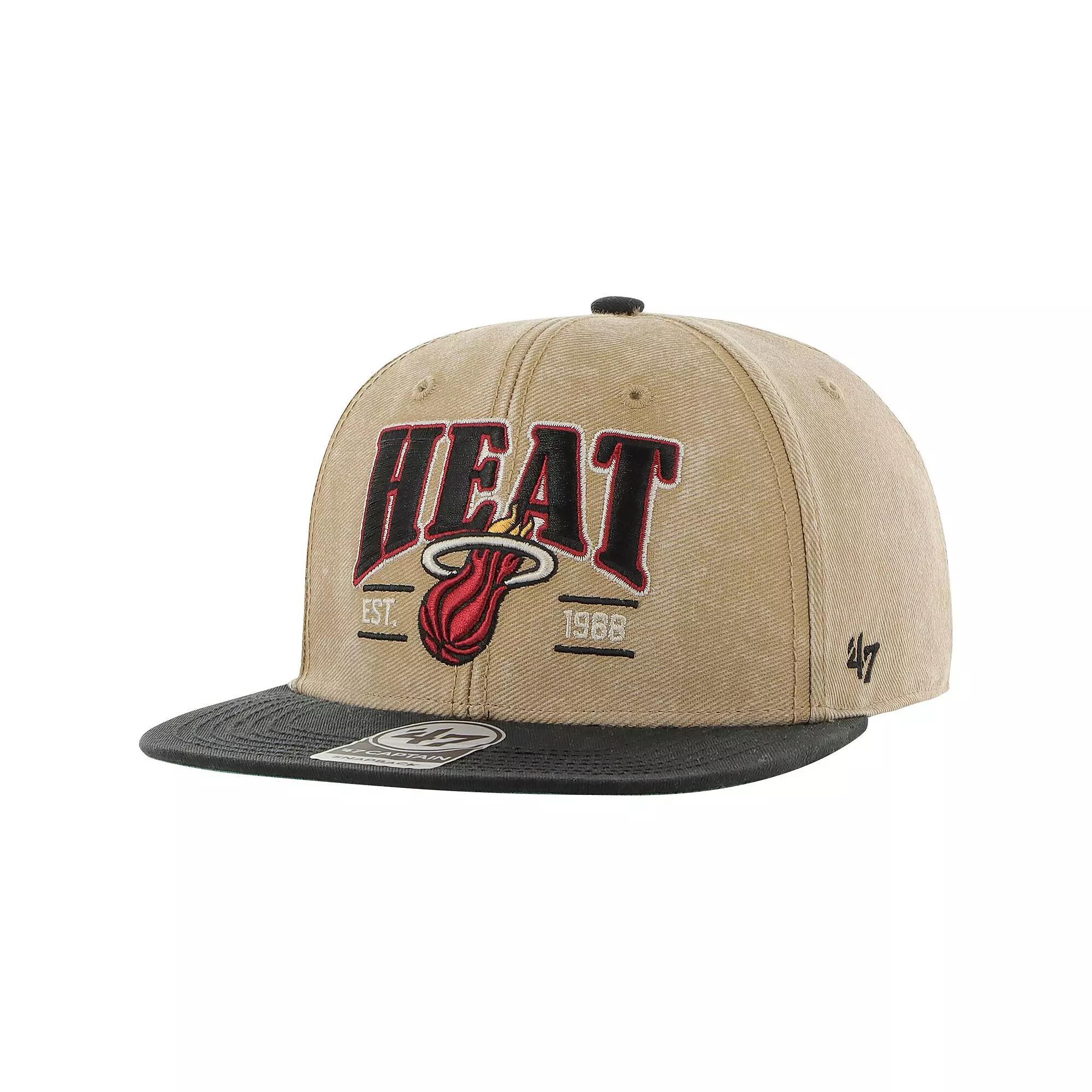Mens 47 Khaki/Black Miami Heat Chilmark Captain Snapback Hat Product Image
