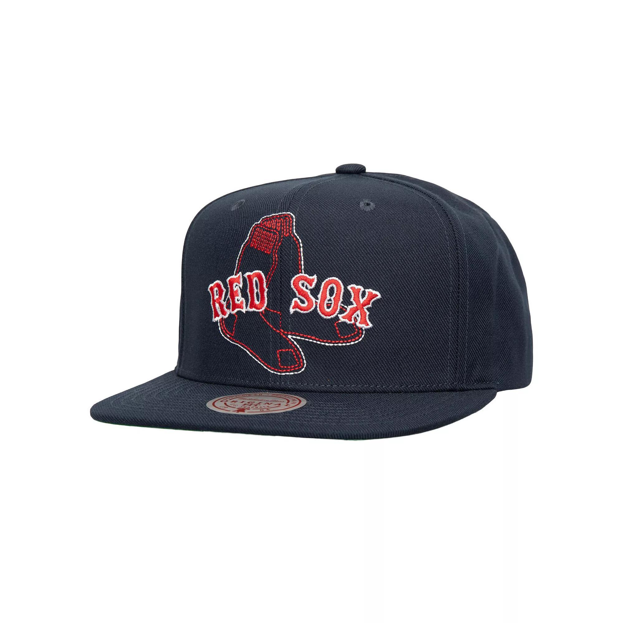 Men's Mitchell & Ness Navy Boston Red Sox Double Up Snapback Hat, Blue Product Image