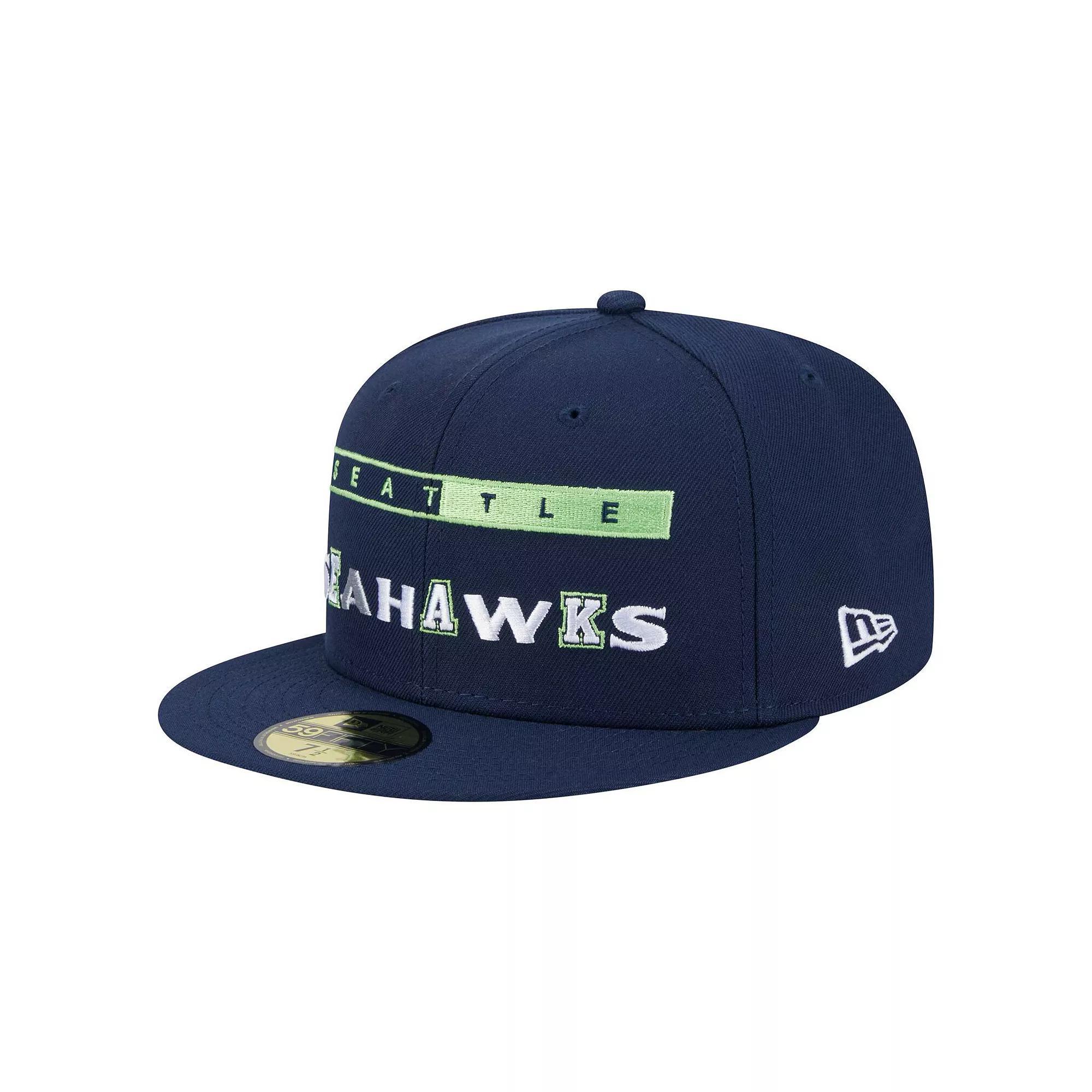 Men's New Era College Navy Seattle Seahawks Ransom 59FIFTY Fitted Hat, Size: 7 1/8, Team Product Image
