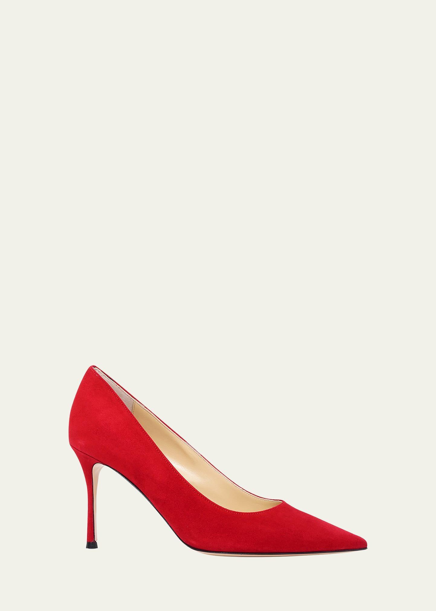 Womens 95MM Imitation Pearl-Embellished Suede Pumps Product Image