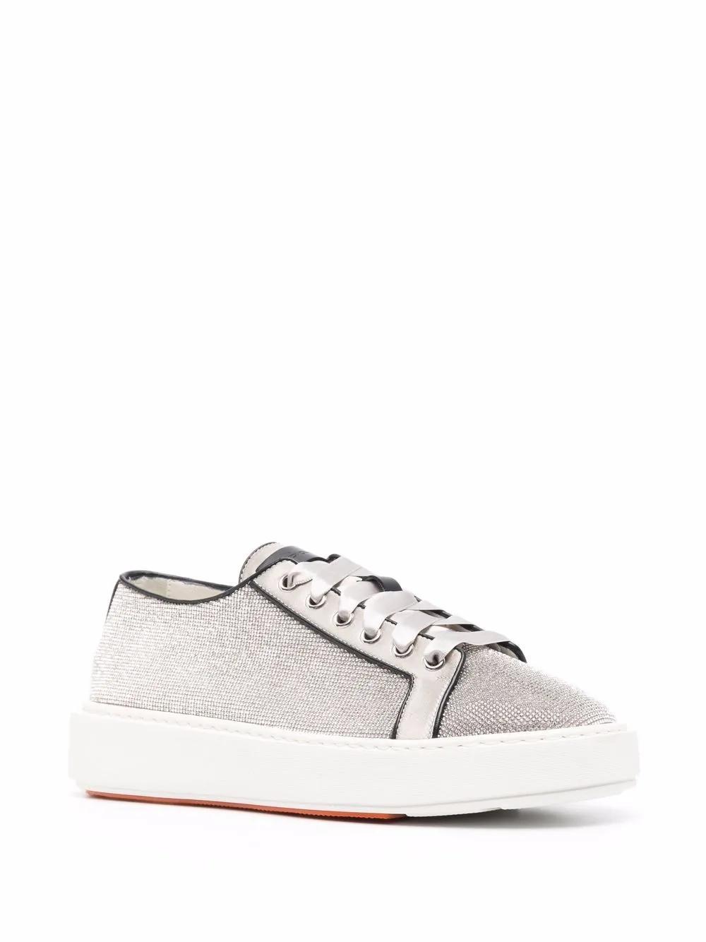 SANTONI Derby Sequin-embellished Low-top Sneakers In Grau Product Image