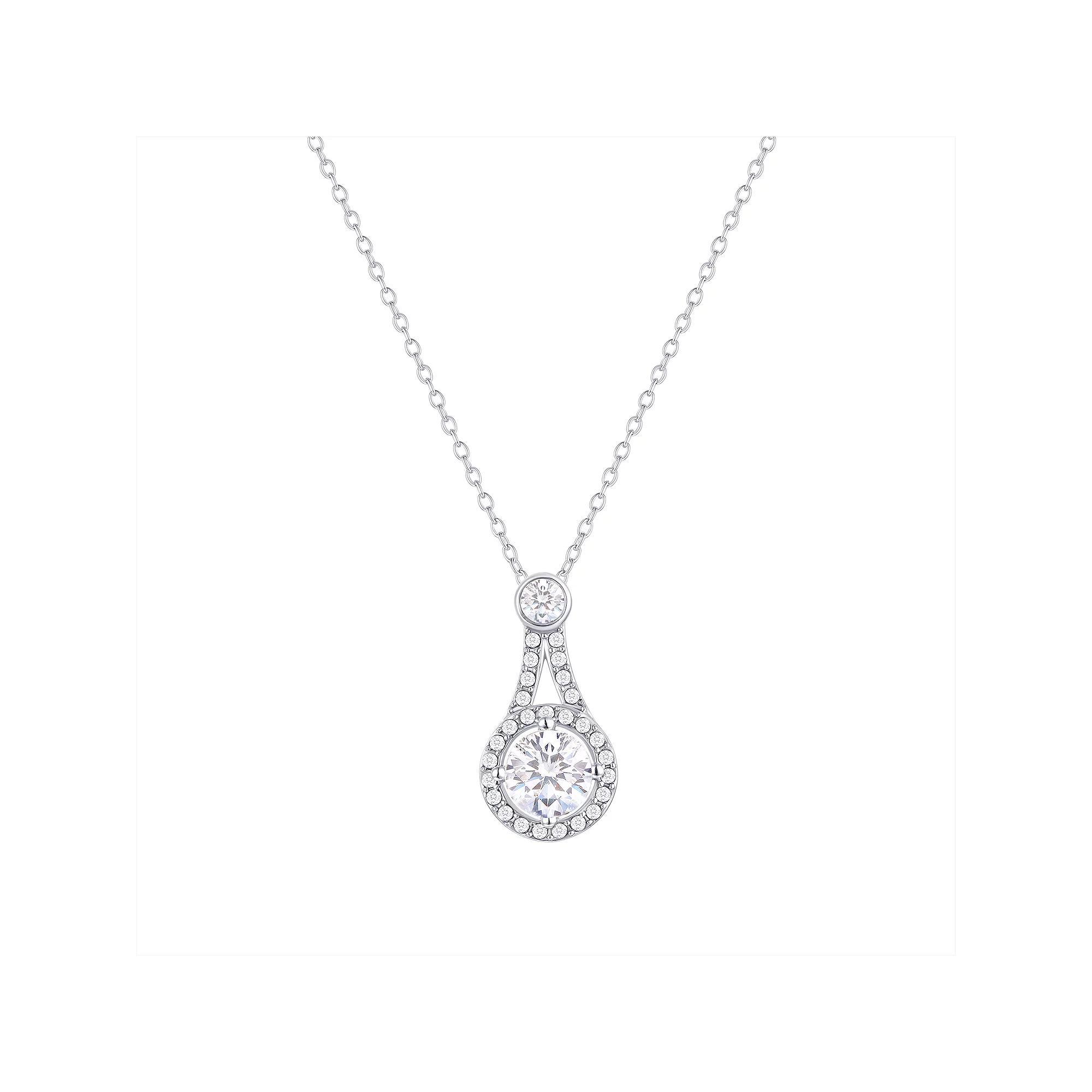 Forever Radiant Sterling Silver Clear Crystal Halo Pendant Necklace, Women's, Size: 18" Product Image