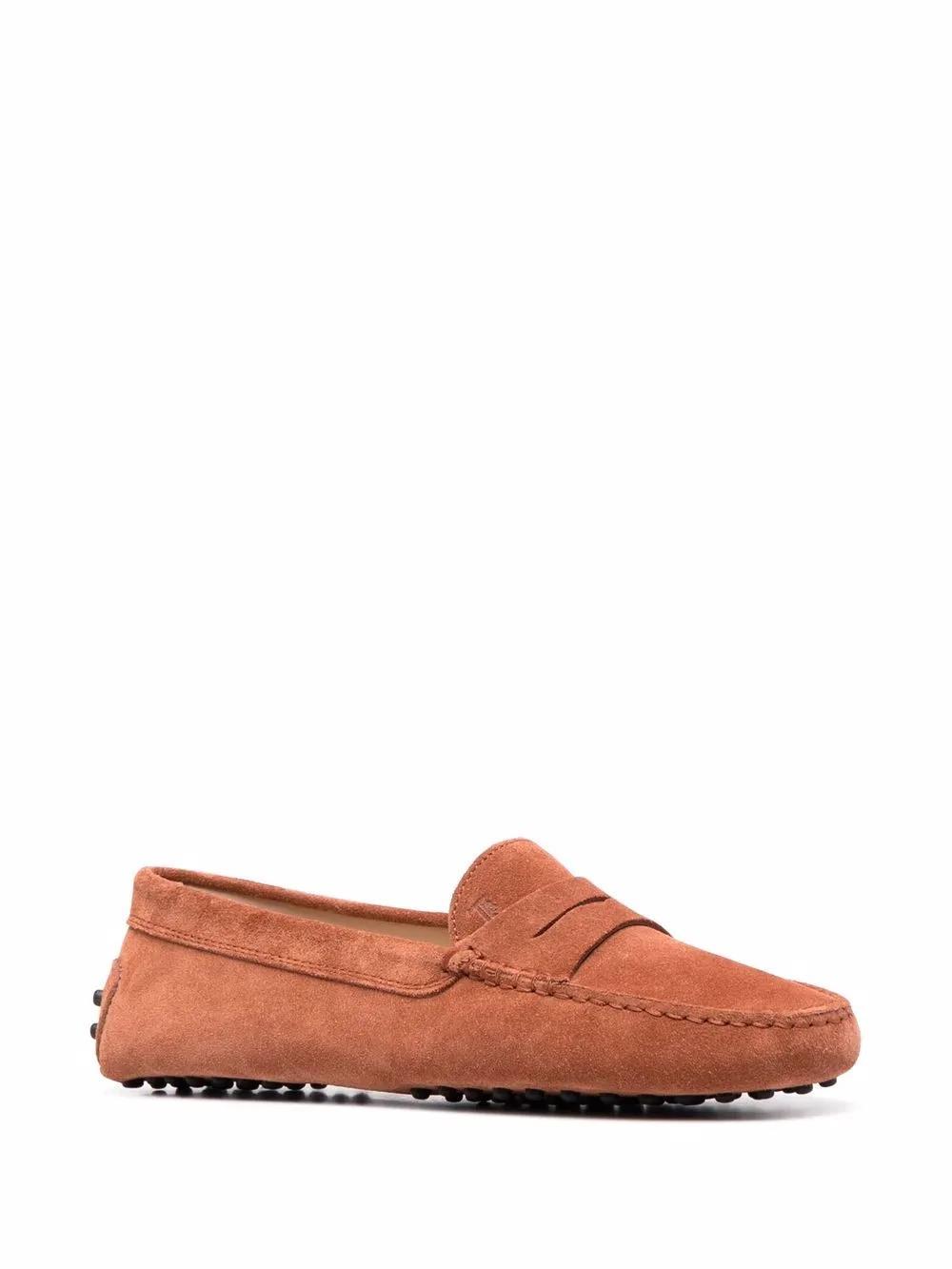 TOD'S Almond Toe Suede Loafers In Terracotta Product Image