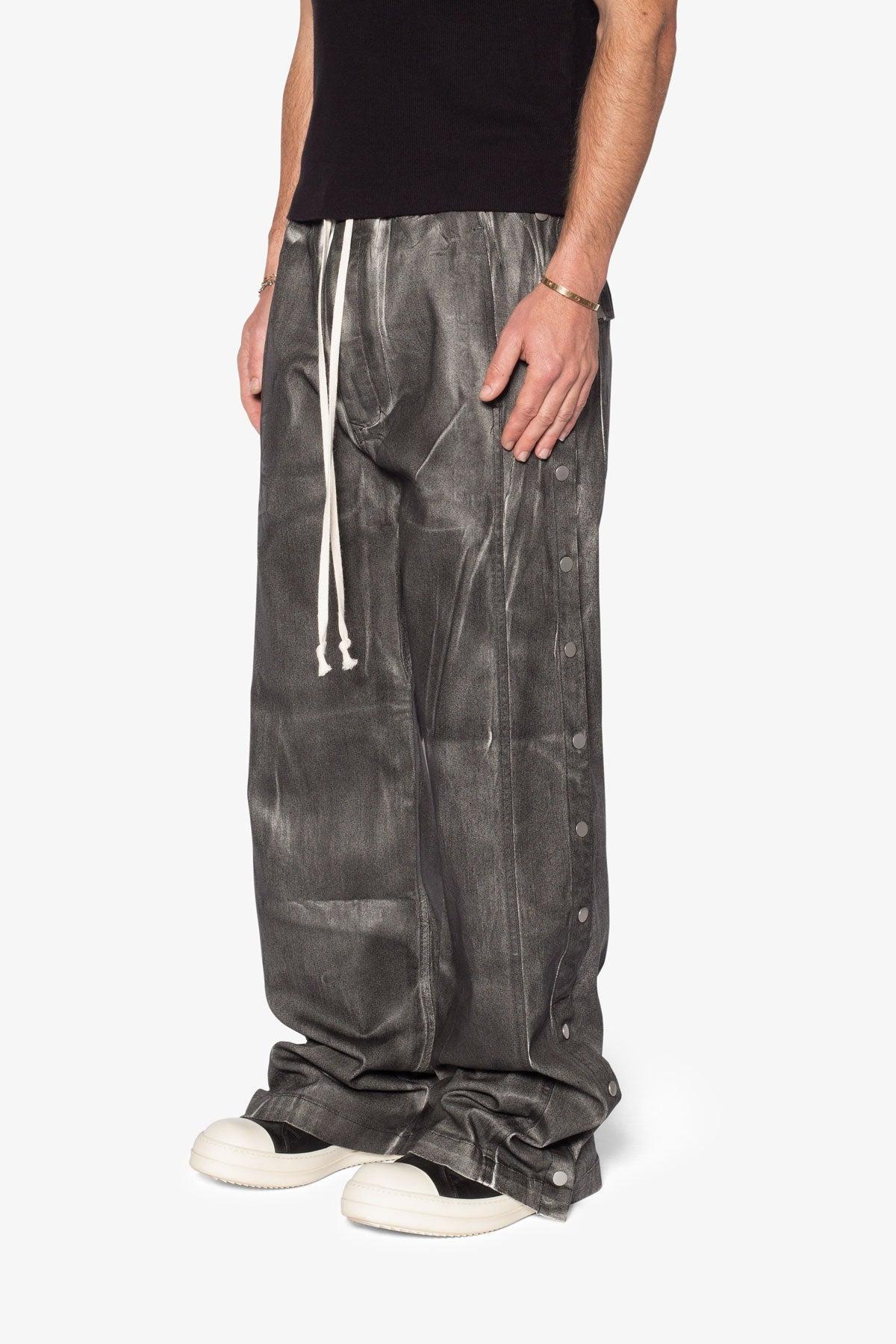 Snap Panel Coated Pants - Washed Black Product Image