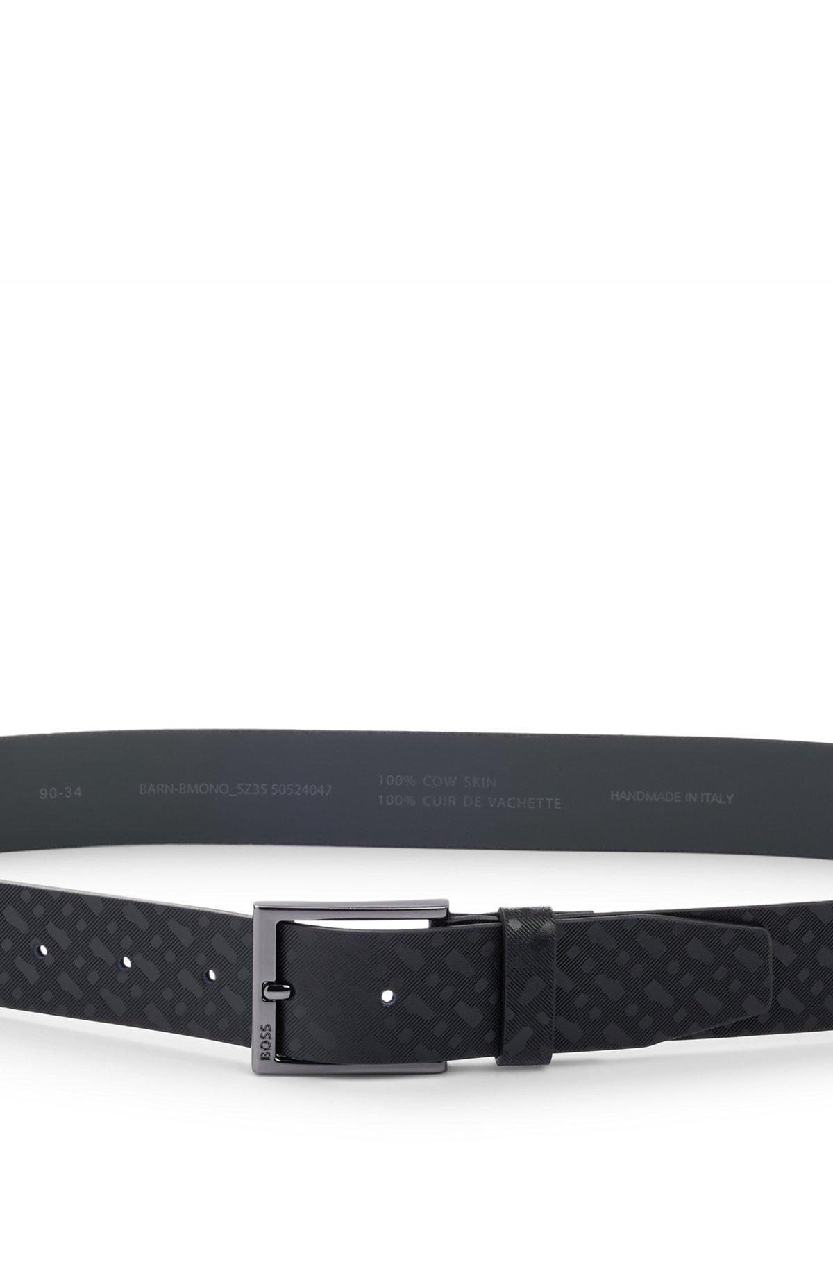 Italian-leather belt with embossed monograms Product Image