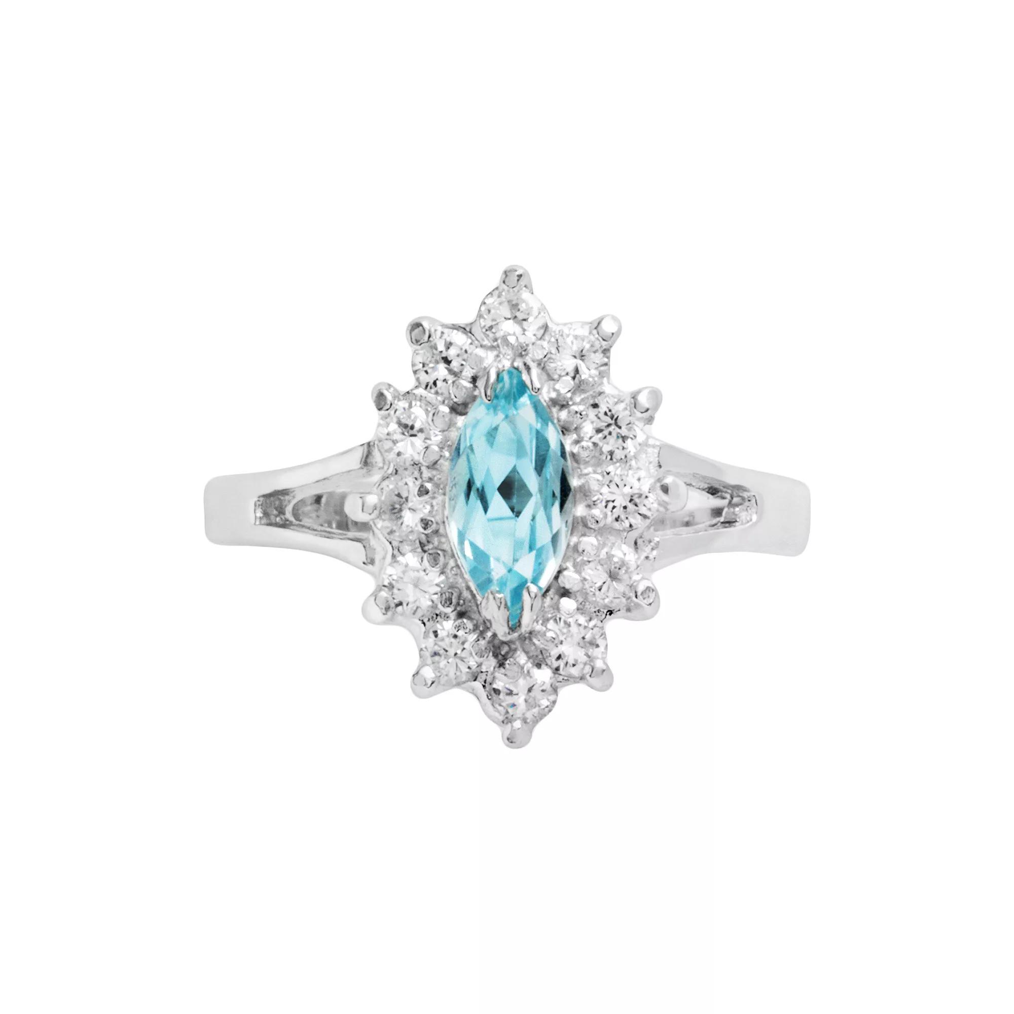 Traditions Jewelry Company Sterling Silver Blue Topaz Floral Ring, Women's, Size: 9, Multicolor Product Image