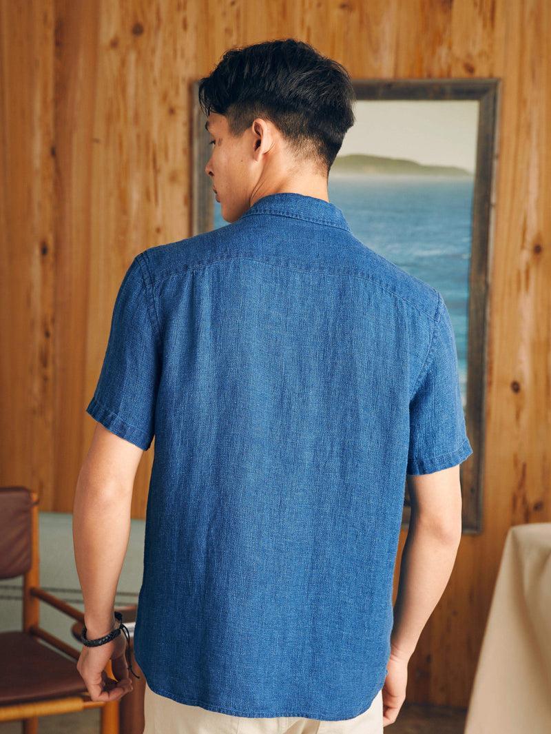 Short-Sleeve Palma Linen Shirt (Tall) - Indigo Basketweave Product Image