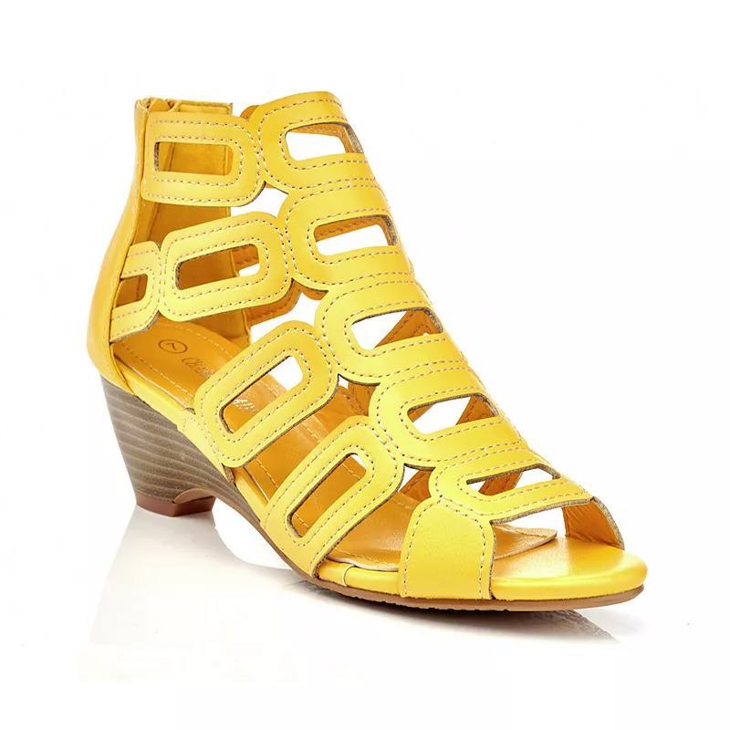Henry Ferrera S507 Women's Gladiator Wedge Sandals, Yellow Product Image