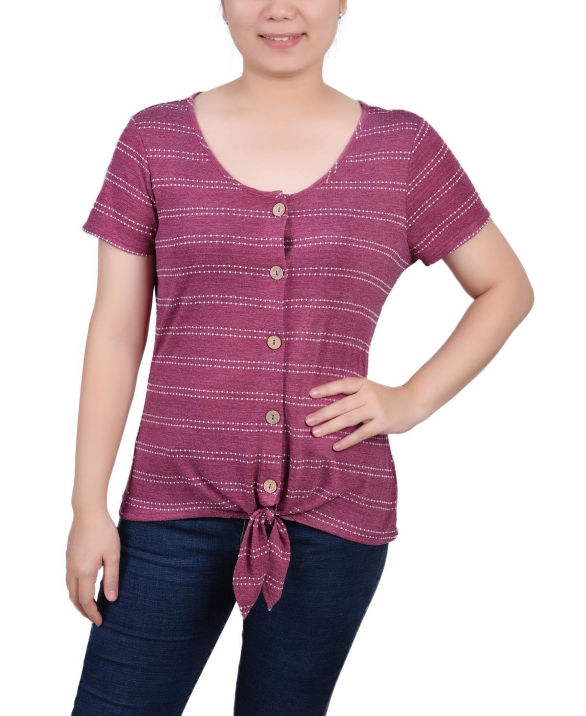 Ny Collection Womens Short Sleeve Tie Front Top Product Image
