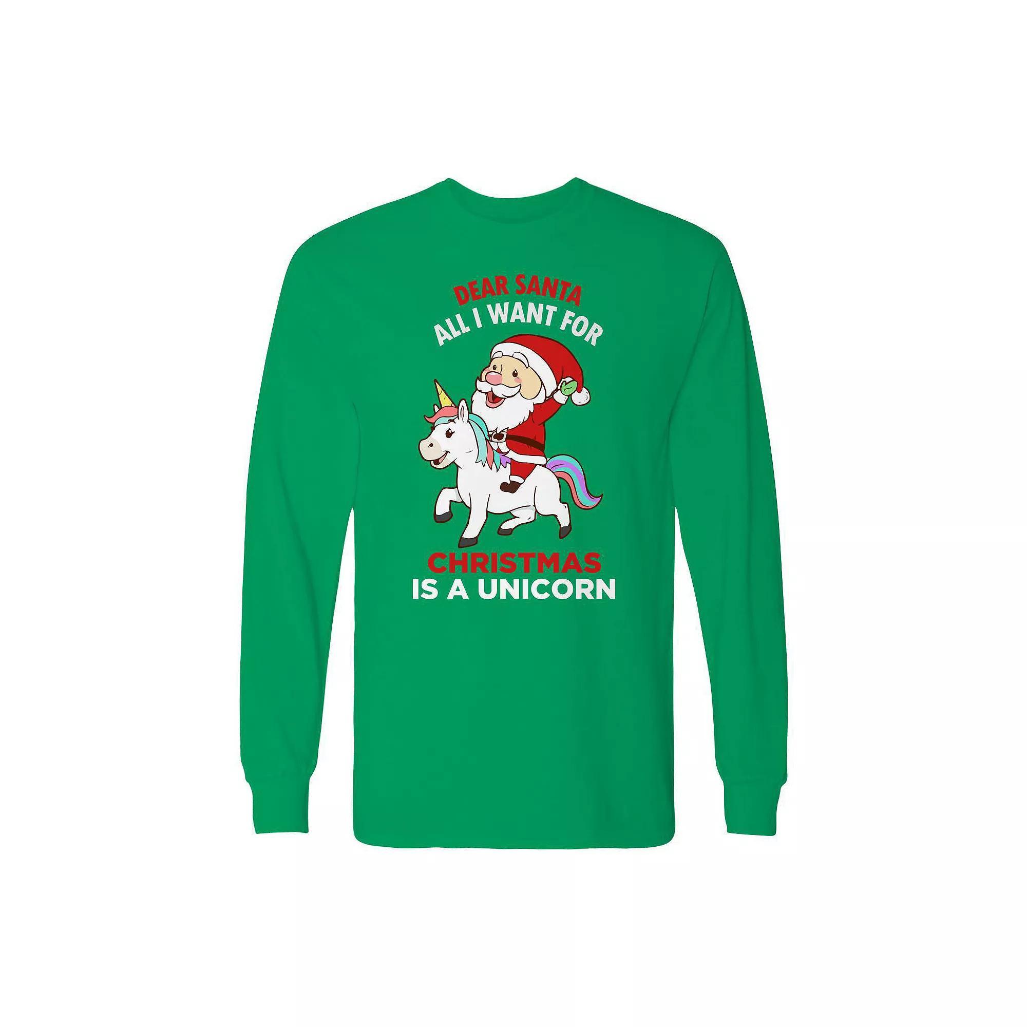 Men's Christmas Dear Santa Unicron Long Sleeve Graphic Tee, Size: Large, Black Product Image