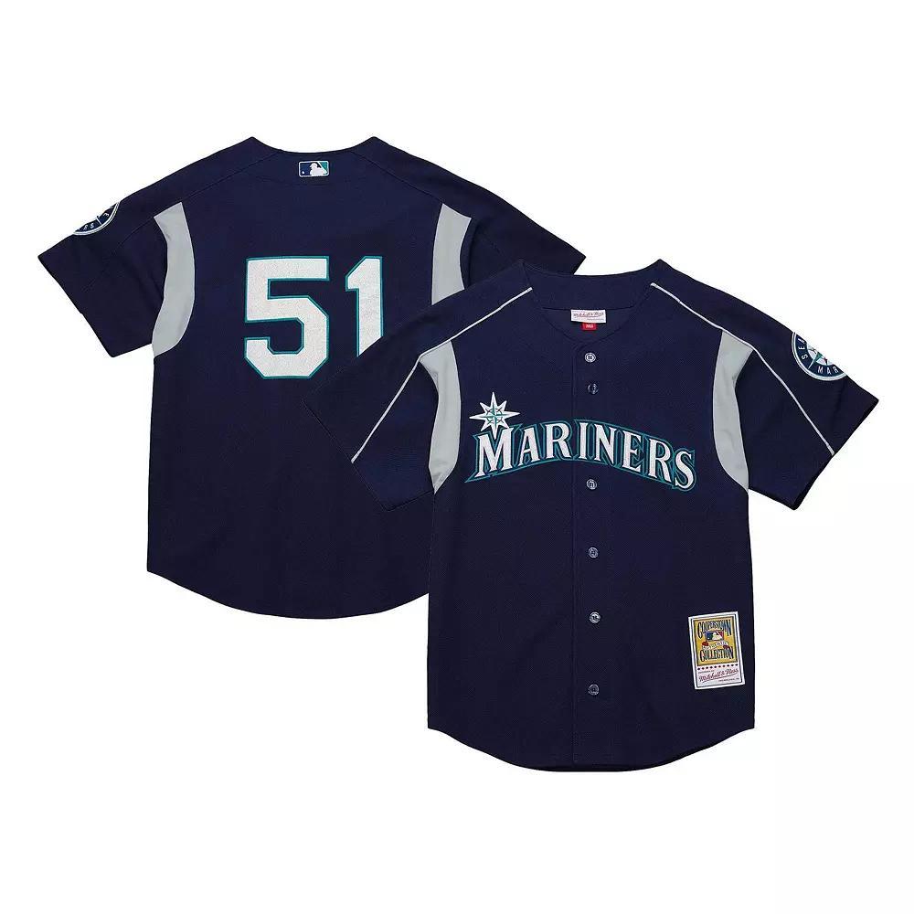 Men's Mitchell & Ness Ichiro Suzuki Navy Seattle Mariners Cooperstown Collection Batting Practice Jersey, Size: 2XL, Blue Product Image