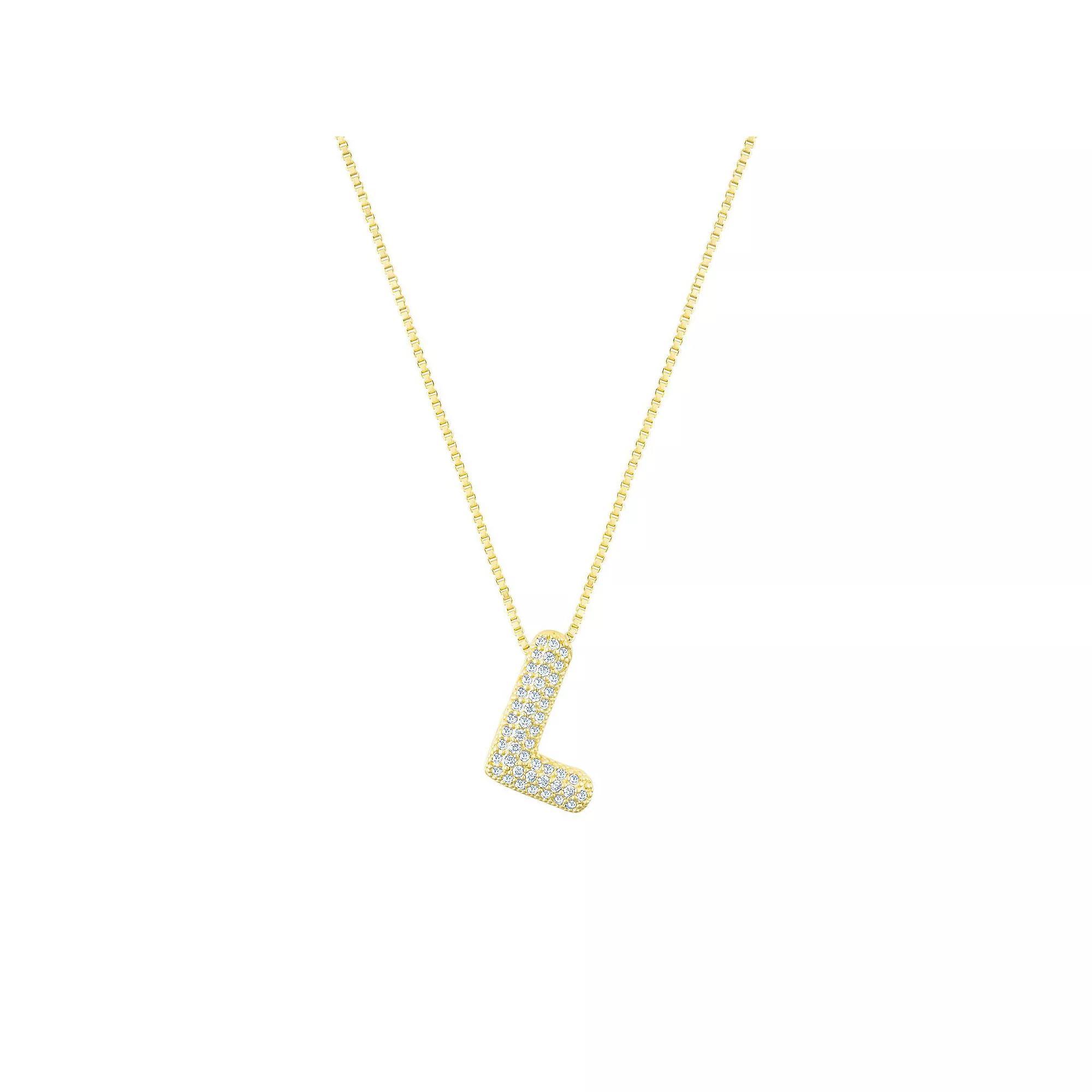 Adornia 14k Gold Plated Pave Bubble Letter Necklace, Womens Product Image