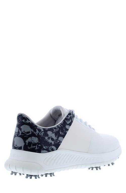 ROBERT GRAHAM Men's Crockett Leather Golf Sneakers W/ Spikes In White Product Image