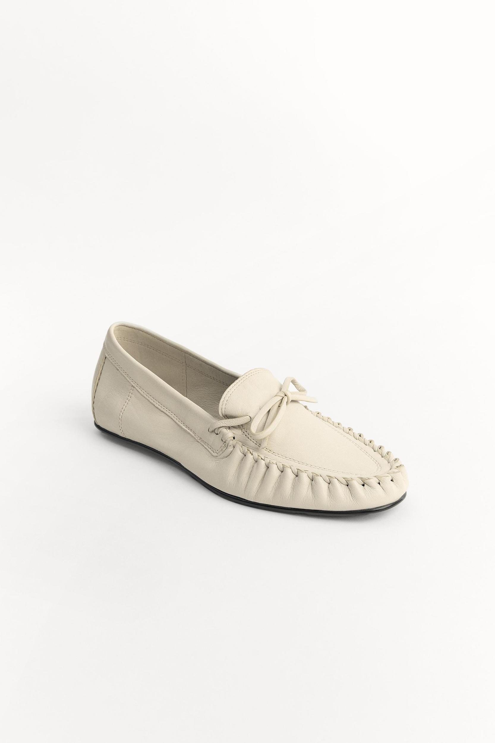 GATHERED SOFT LEATHER LOAFERS Product Image