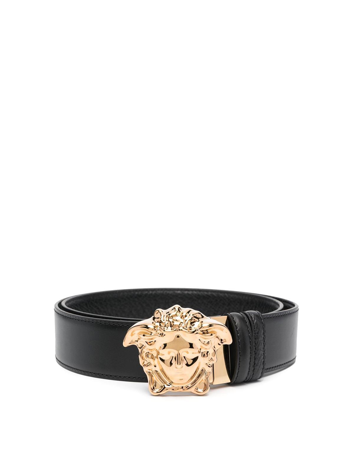 VERSACE La Medusa Leather Belt Man Belt Black Size 39.5 Calfskin Product Image