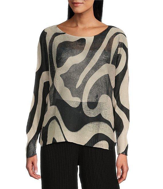 M Made in Italy Abstract Dot Print Long Sleeve Knit Top Product Image